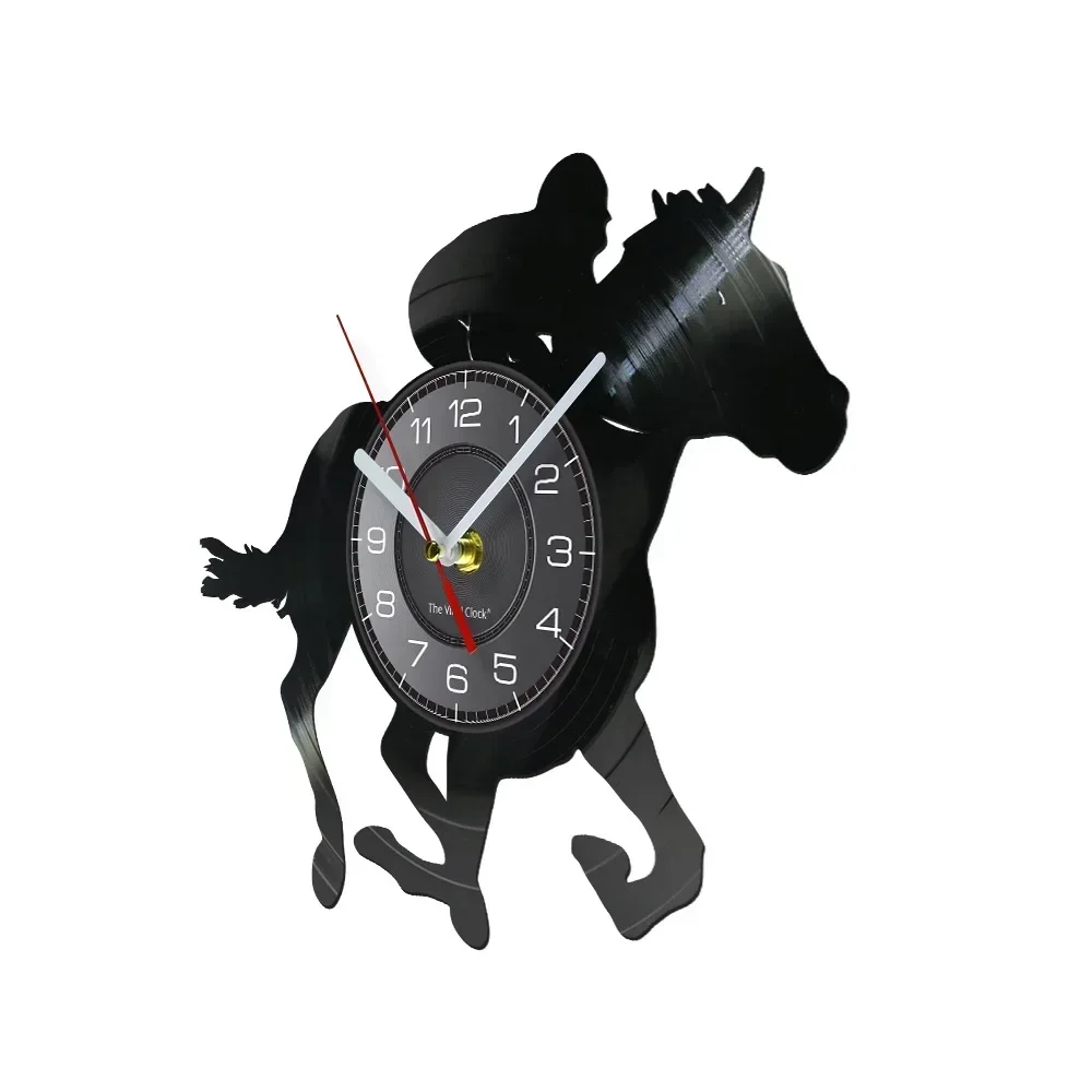 Equestrian Wall Clock Modern Horse Riding Wall Art Decor Vintage Horse Racing Vinyl Record Clock Horseman Gift for Horse Lovers