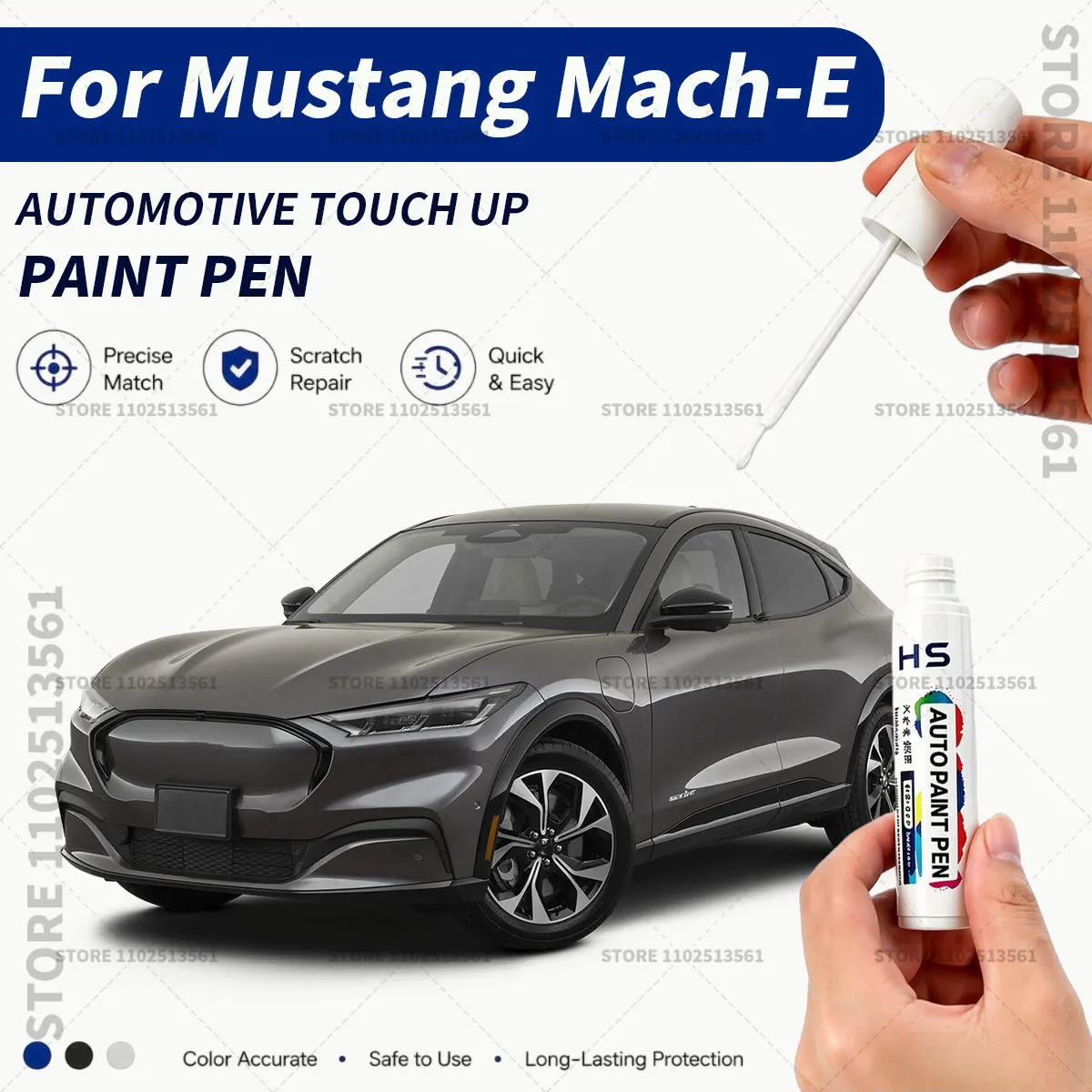 Car Touch Up Paint Pen Scratch Chip Repair Paint For Ford Mustang Mach-E Rapid Red Shadow Black Space White Cyber Orange Blue