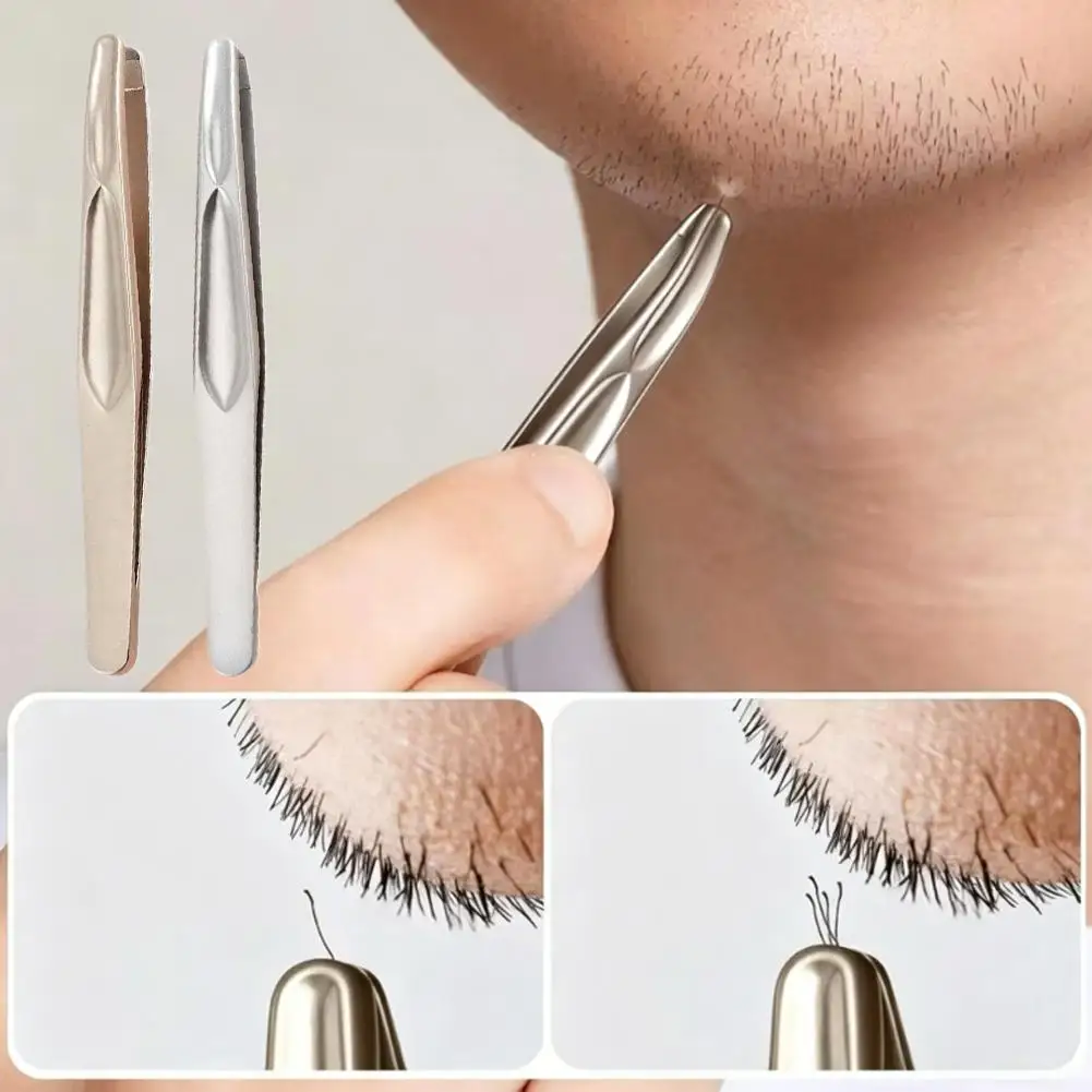 Professional Stainless Steel Tweezers Round Head Eyebrow Shaping Clip Facial Hair Removal Mustache Trimmer Tool for Salon Beauty