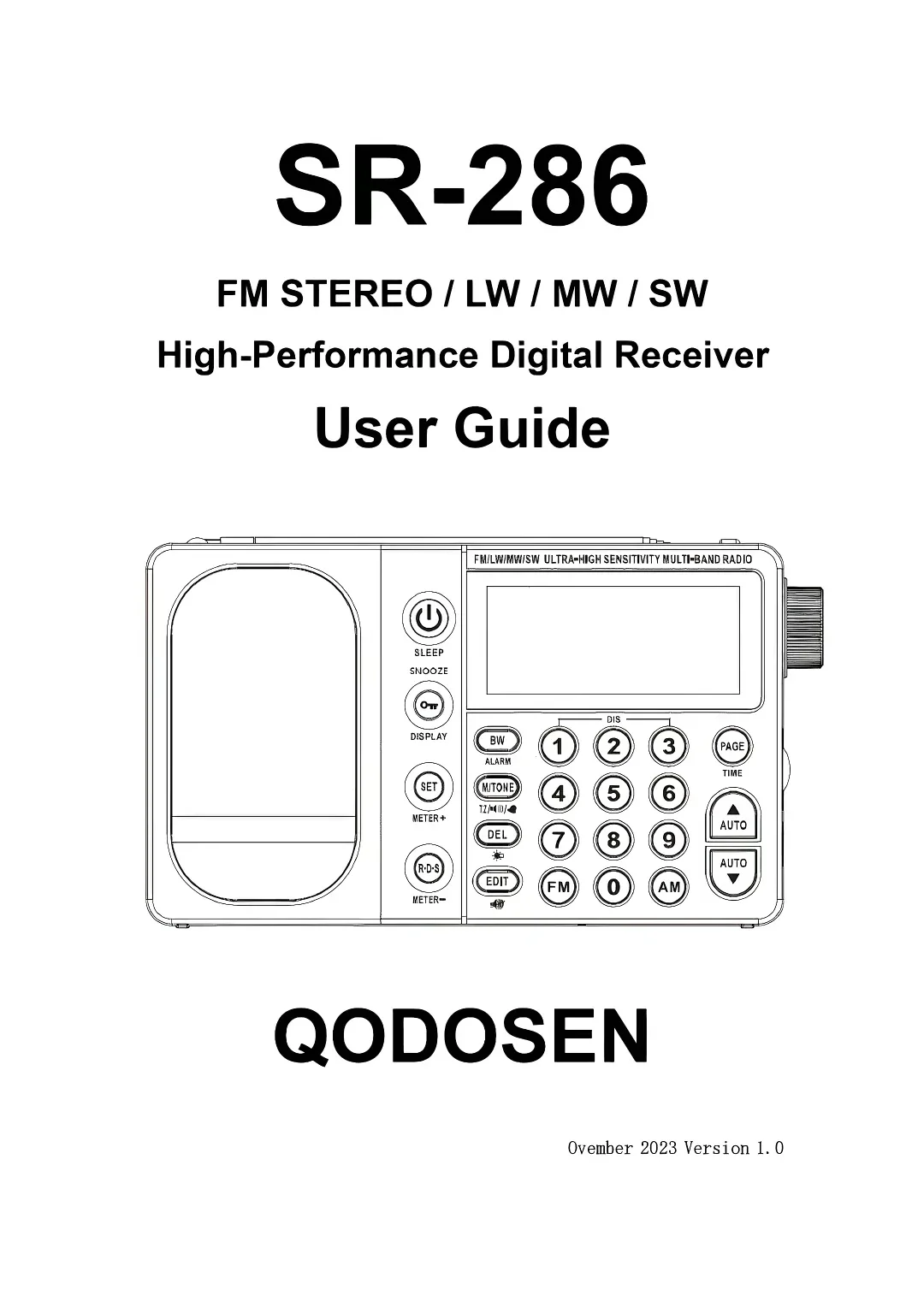 ANYSECU QODOSEN Radio SR-286, penerima Radio gelombang pendek sensitivitas tinggi Chip FM/LW/MW/SW