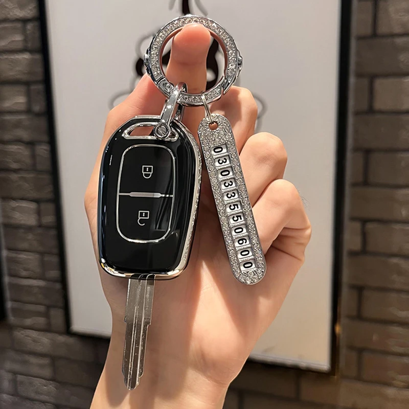 TPU Car Remote Key Cover Fob Shell Case for Renault Kwid Traffic Symbol Dacia Sandero Logan Duster 2016 2017 2018 Keychain