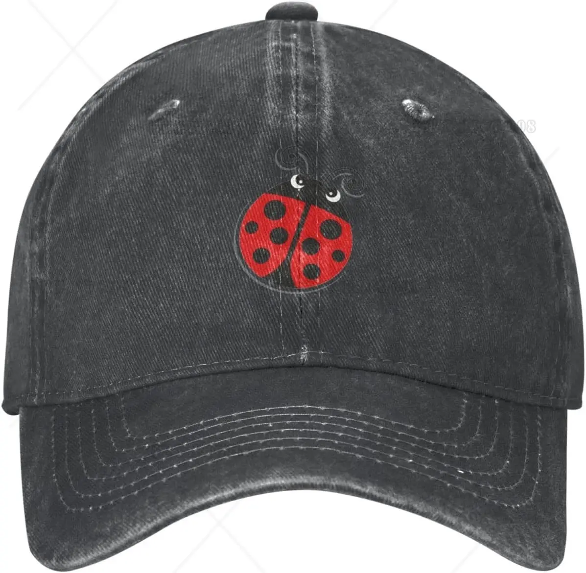 Cute Ladybug Insect Adjustable Washed Denim Mens Dad Trucker Hat Baseball Ball Cap for Men for Outdoor Zoo Picnic