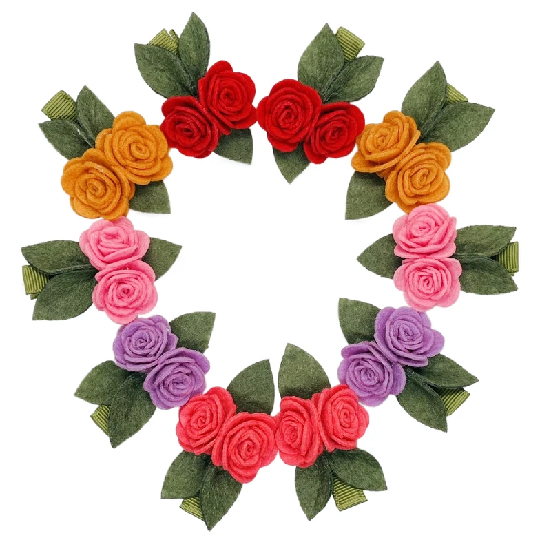 

20pcs Fashion Felt Floral Hairpins Rose Flower Hair Clips Barrettes Princess Headwear Boutique Hair Accessories for Girls