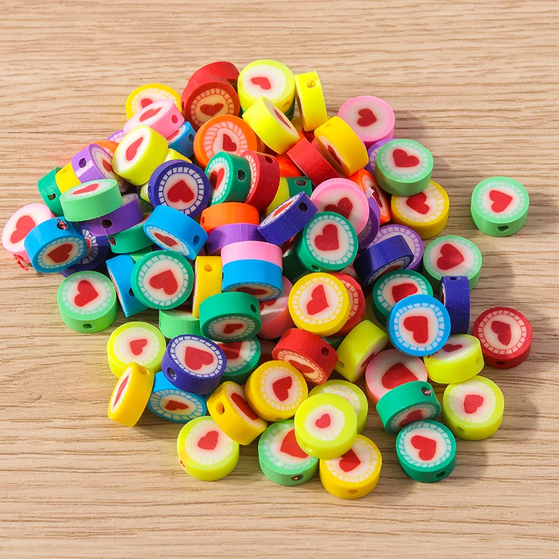 Tusember 100 Stück bunte, bunte, böses Auge-förmige Ton-Abstandshalter-Perlen für DIY-Armbänder, Halsketten und Schmuckherstellung – Detail 13