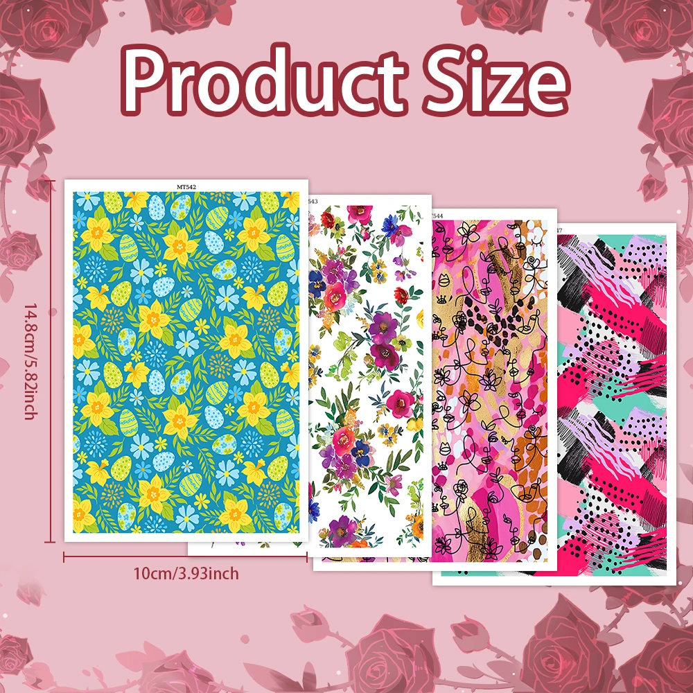 Easter Egg Spring Flower Abstract Pattern Soft Ceramic Earrings Water Transfer Paper Sticker For Jewelry Making