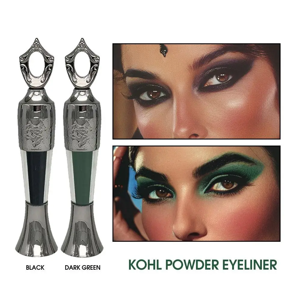 Kohl Powder Eye Liner Powder Eyeliner Blendable Intense Color Long-Wearing Jet Black Long-Lasting Eyeliner Arabic Eyeliner