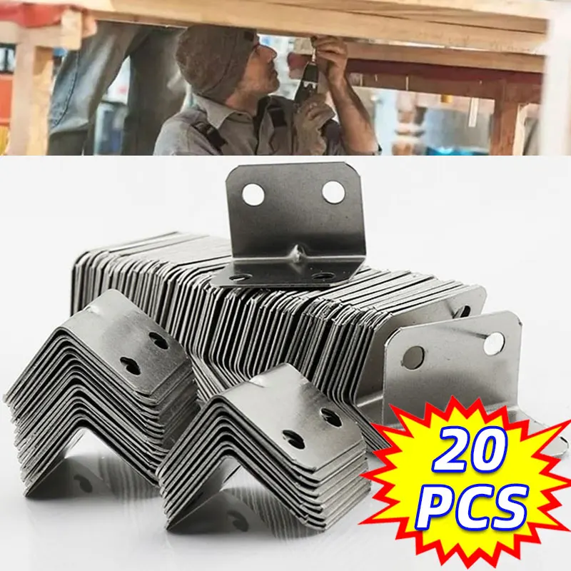 Obelix 20PCS Detachable Corner Bracket 90 Degree Right Angle Fixed Bracket for Wood Furniture Bedframe Cabinet Accessories