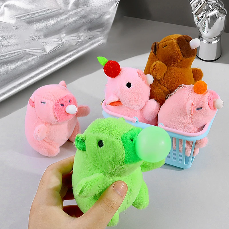 1PC Kawaii Plush Keychain Cute Capibara With Turtle Bag Creative Doll Simulation Capibara Anime Fluffty Toy Birthday Gifts