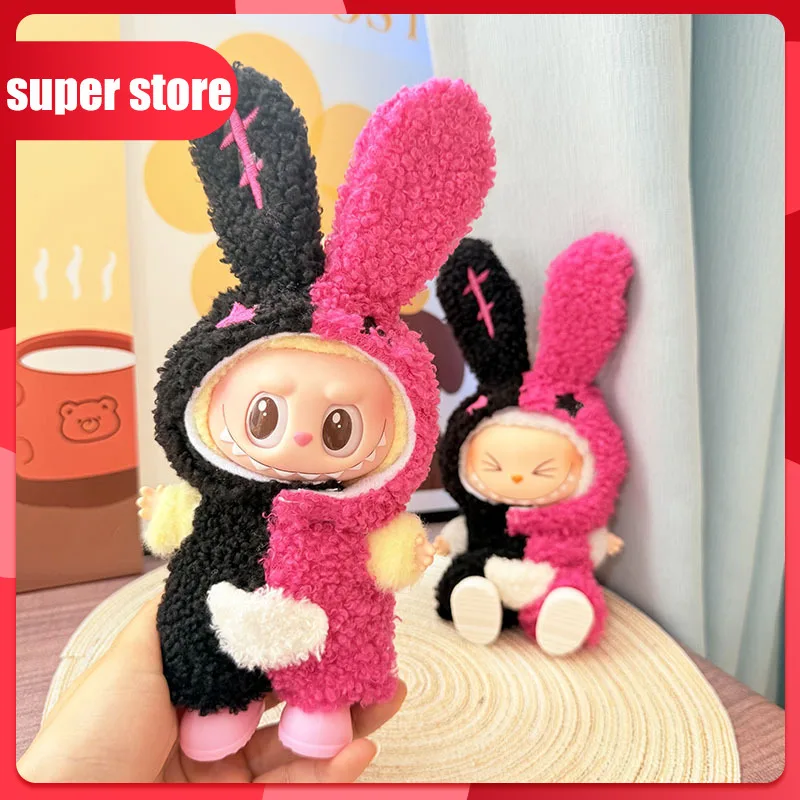 

For Labubu Clothing Pendant Black And Gray Color Sitting Baby Clothes Velvet Double Color Rabbit Girl Cute Set In Stock