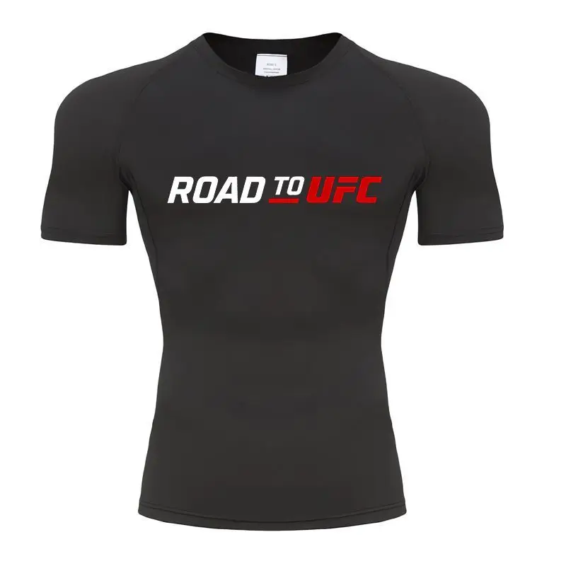 UFC Road to UFC Fitness Quick Dry Sports T-Shirt Short Sleeve Crewneck Running Boxing Training Anti-Chafing Top