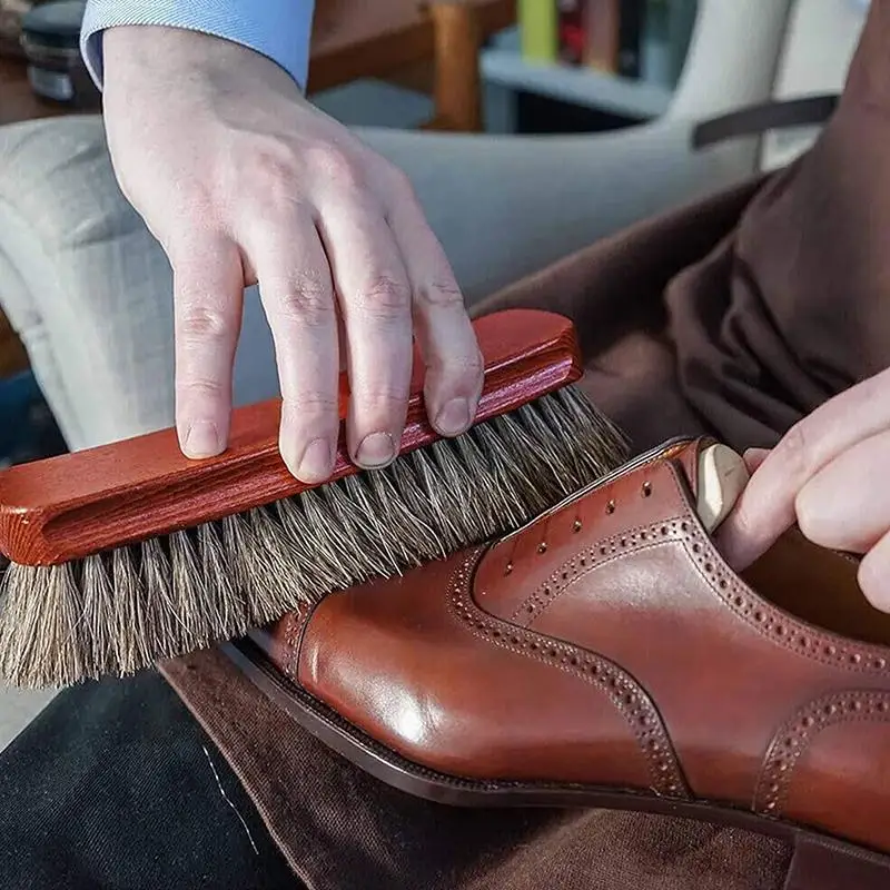 *2/3pcs Horsehair Shine Shoes Brush Kit Polish Dauber Applicators Cleaning Leather Shoes Boots Care Brushes Suede Cleaner Brush