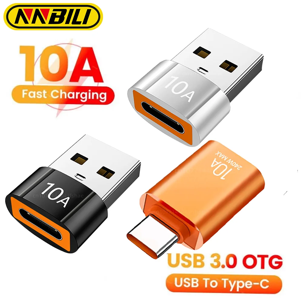 

NNBILI 10A USB Female To Type C Male Adapter USB 3.0 to Type C OTG Converter Connector For Macbook iPad Huawei Xiaomi Samsung PC
