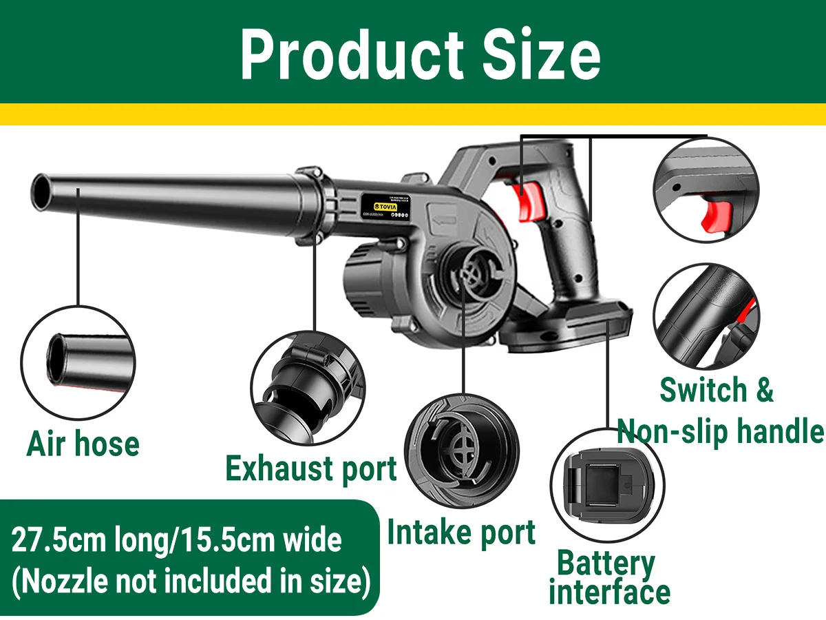 21V High Power 2-in-1 Blower & Vacuum | Multi-Function Electric Leaf Blower & Pet Hair Cleaner | Compatible with Makita 18V Batt