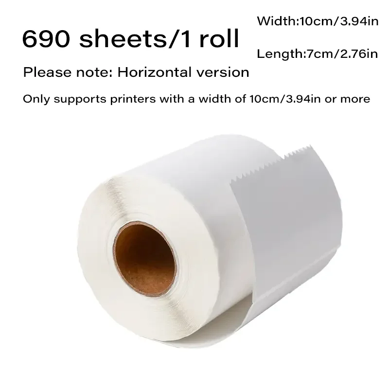 690 hojas/rollo de papel de impresión de etiquetas de tres pruebas, sensible al calor, de alta calidad, 100mm x 70mm, 3,94 pulgadas x 2,76 pulgadas