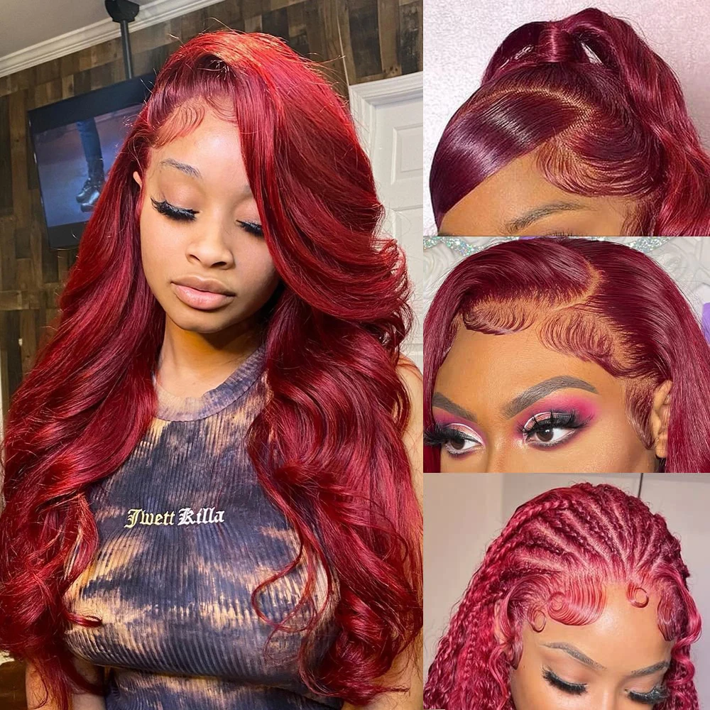 Wiggogo Red Wigs Human Hair 13X6 Hd Lace Frontal Wig Body Wave Lace Front Wigs 99J Burgundy Lace Front Wig 13X4 Hd Lace Wigs