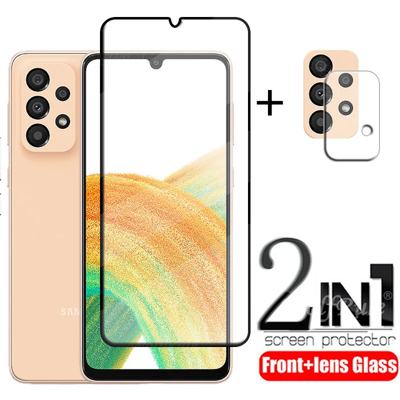 

2-в-1 для Samsung Galaxy A33 стекло для Samsung A33 закаленное стекло 9H полное покрытие протектор экрана Samsung A 33 A33 5G стекло объектива