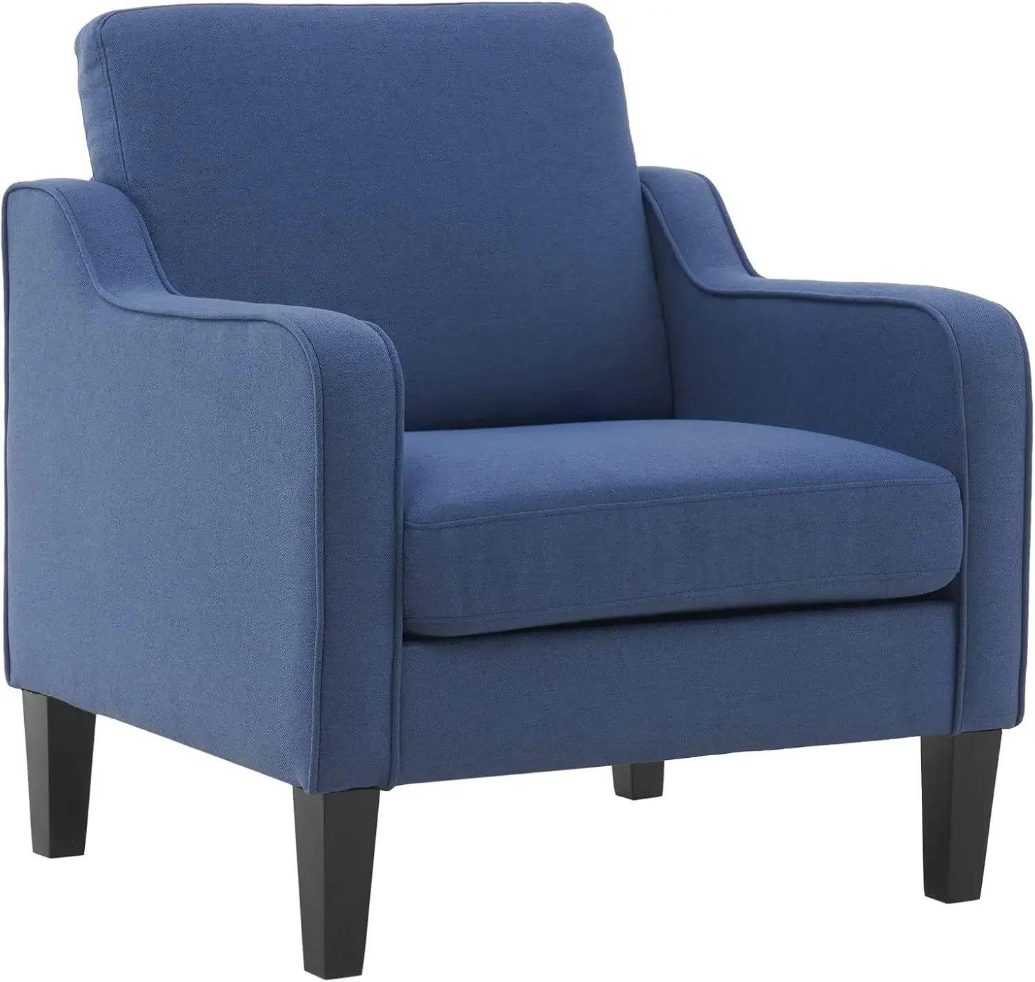 Mid Century Modern Accent Chair,Navy Blue Fabric for Living Room Upholstered Armchair with Scooped Arms for Bedroom,Apart