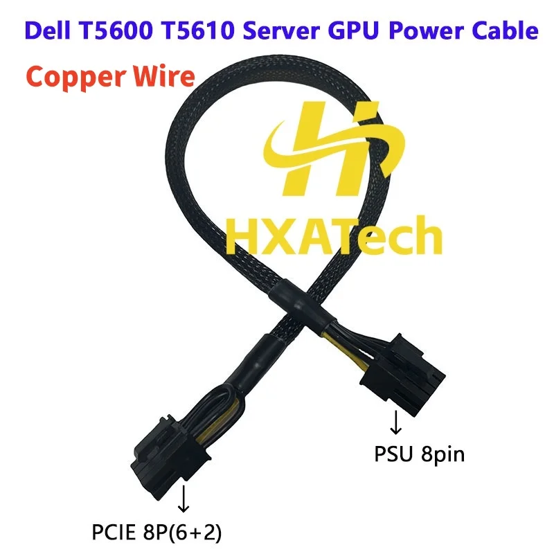 

HXATech - Copper wire 8pin to 8pin(6+2) PCI-E GPU Video Card Power Cable Sleeve Cord for DELL T5600 T5610 and GPU 2060 V100