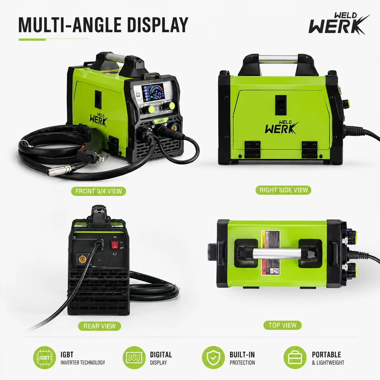 Portable LED LCD Display Digital Control MIG TIG MMA Inverter Welding Machine 3-in-1 Multifunction 220V CO2/MAG/Gassless Welder