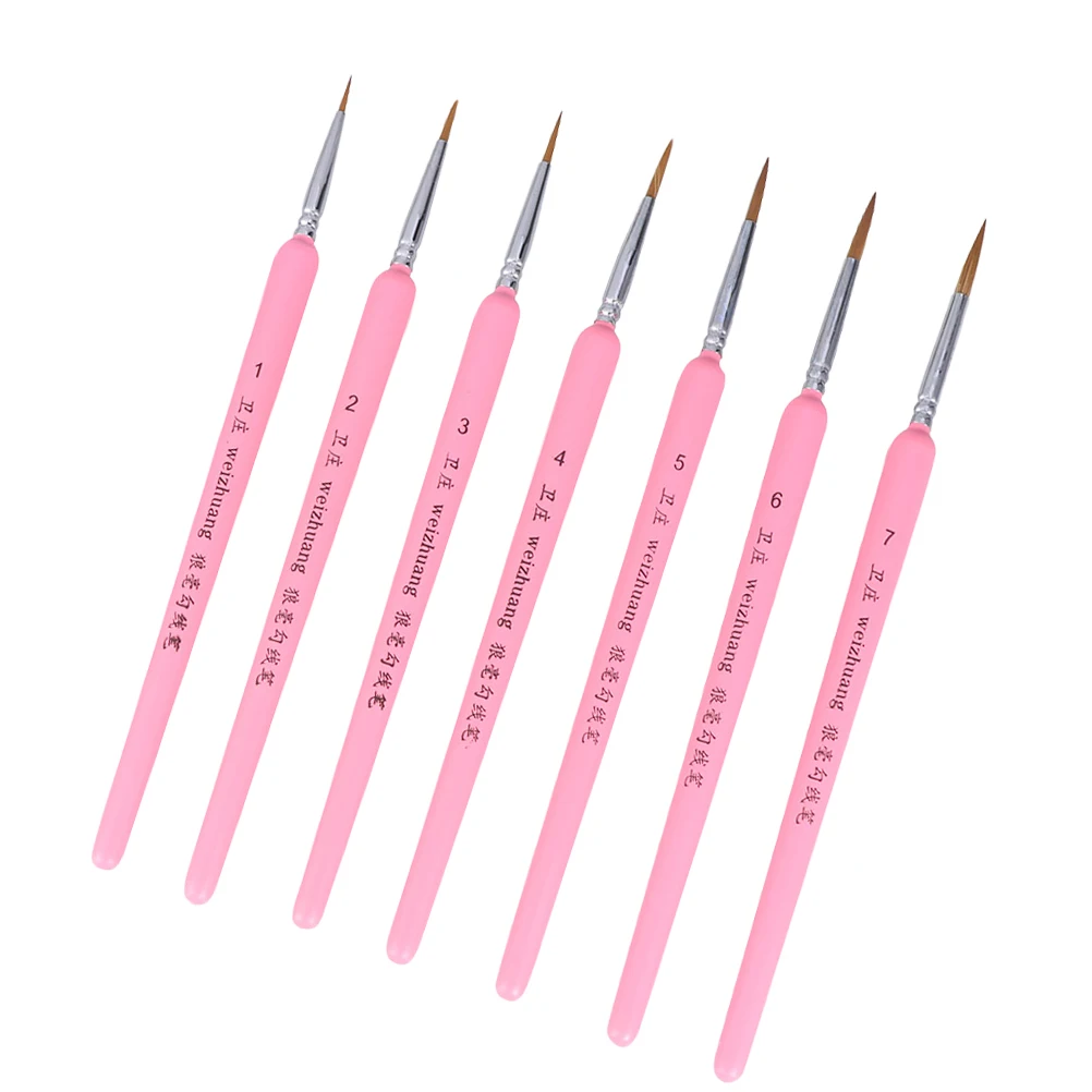 

7 Pcs Pencil Craft Paint Brushes Nylon for Watercolor Acrylic Small Wooden Adults Fine Detail Child