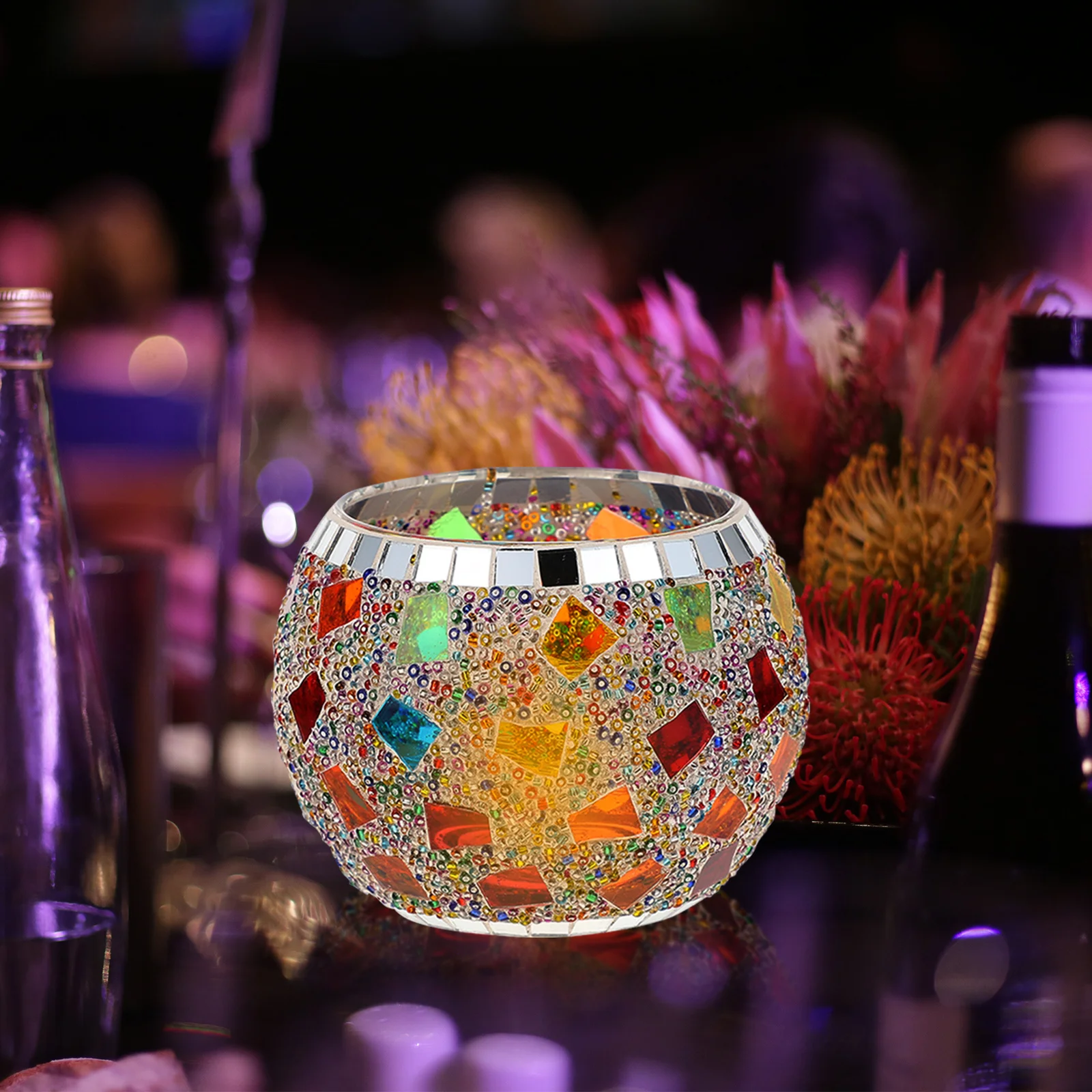 

3 Pcs Large Wedding Decor Decoration Practical Candleholder Glass Stick Table Decorative Candlestick Mosaic