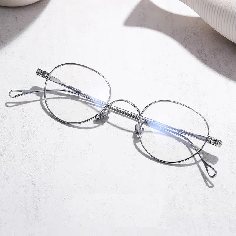 Titanium metal Minimalist Pear-Shaped Eyeglass Frames Ultra-Thin Durable Prescription Optical Glasses for Men Women Daily Wear