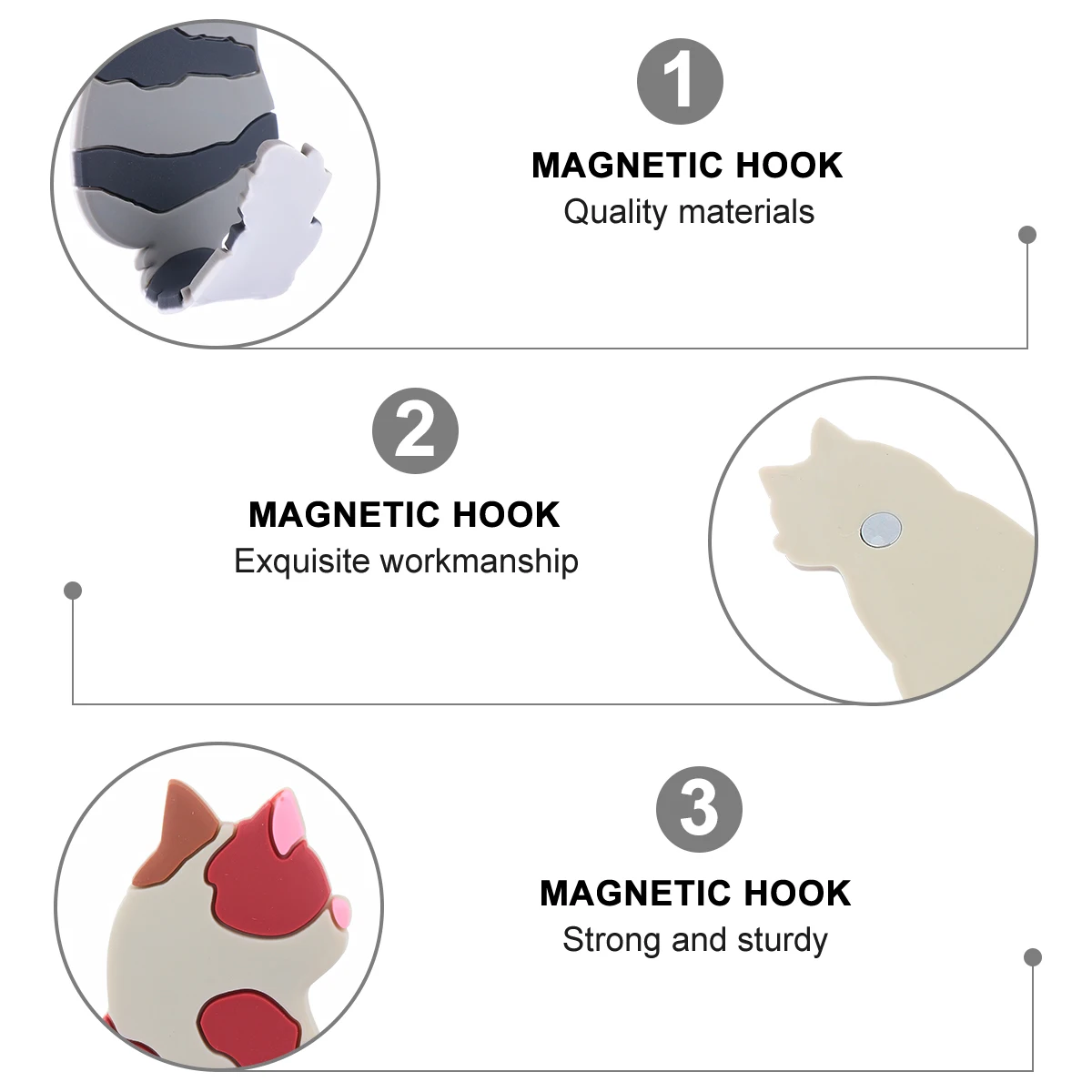 

3pcs Hooks Flexible Silicone Cartoon Animals Fridge Stickers Sticker Hook Home Office Decor Easy Apply Remove