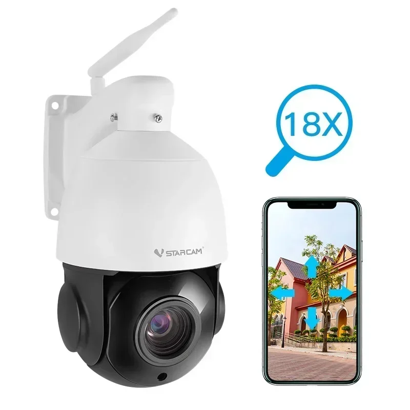 Vstarcam CS66Q-X18P-C 5MP Zoom 18x Telecamera PTZ con tracciamento automatico ad alta velocità Visione notturna Telecamera di rete WIFI 4G esterna senza fili