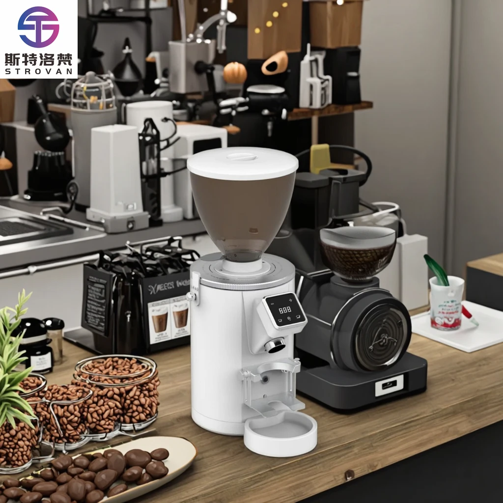 

Electric Commercial 64mm Burr Coffee Grinder Stainless Housing with LED Touch Control for Hotel and Car Use