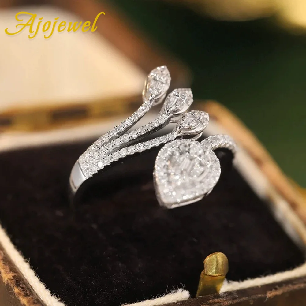 

Ajojewel 2026 New White Flower Ring For Woman Zircon Shiny Jewelry Beauty Gifts
