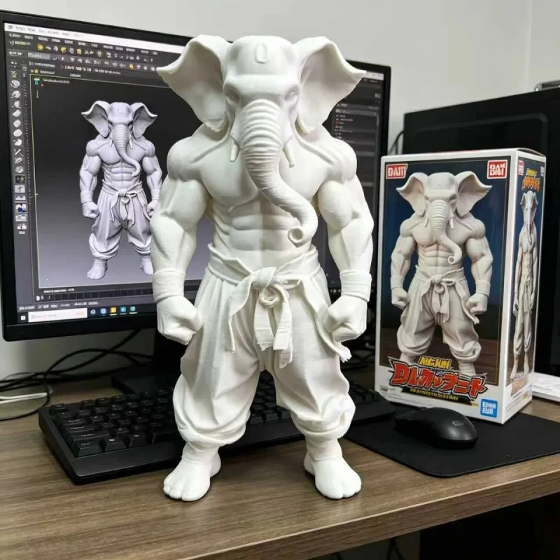 

3D Printing Elephant Warrior Muscle Figurine Creative Home Desktop Office Decoration Ornament Model