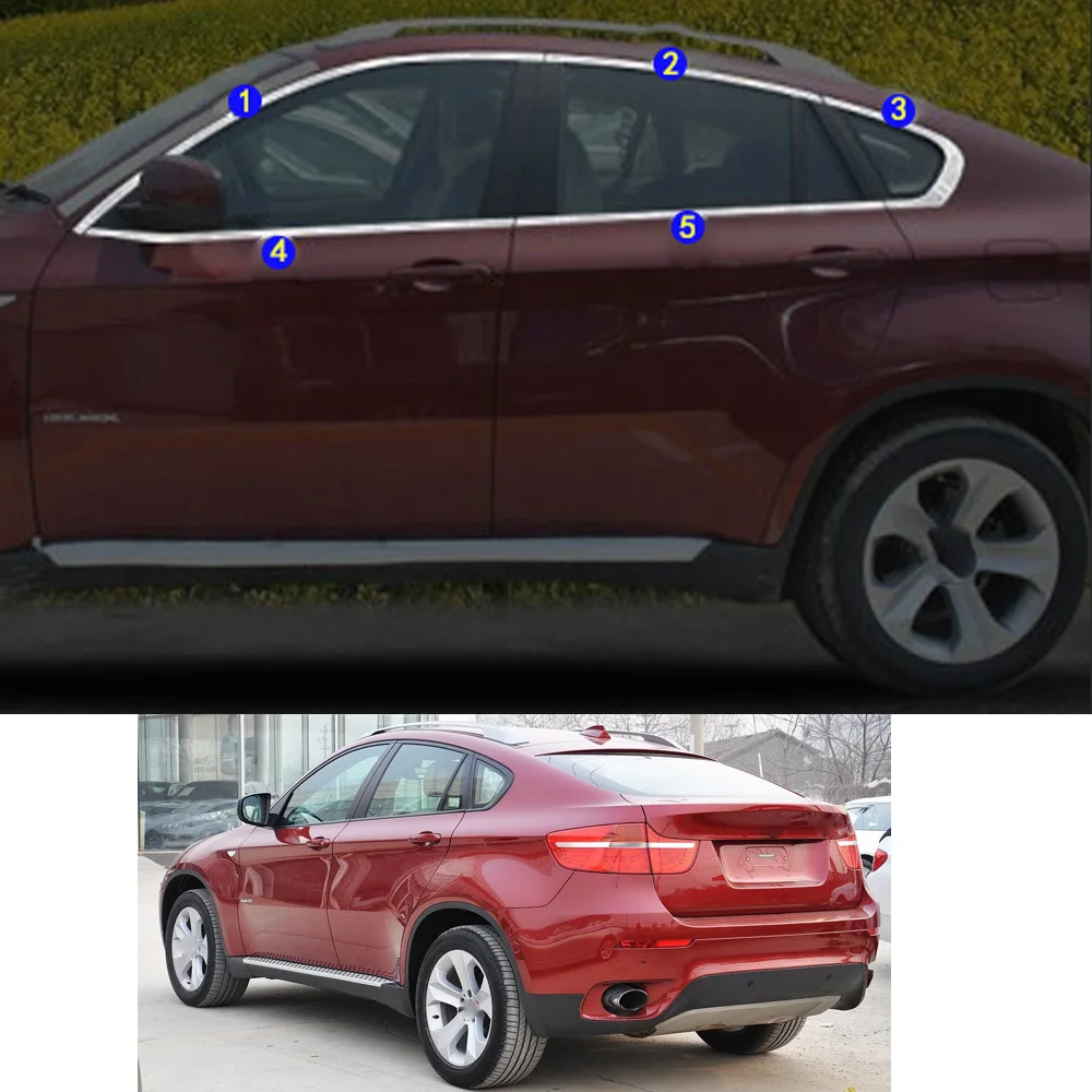 

For BMW X6 xDrive 35i 50i 2008 2009 2010 2011 2012 2013 2014 Car Sticker Garnish Pillar Window Middle Strip Trim Frame Hoods