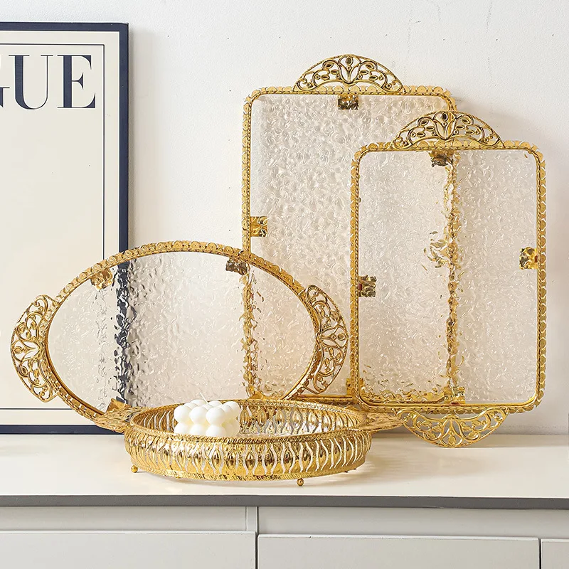 

8pcs Iron-Acrylic Tray Fruit Cosmetic Storage Cupcake Candy Bar Snack Pan For Wedding Birthday Party Home Banquets Decoration