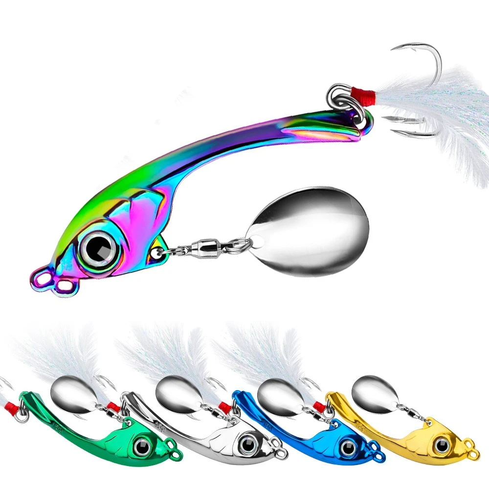 Fishing Lure 7g 10g 15g Metal Vib Spinner Bait Trolling Rotating Spoon Wobbler Sinking Hard Bait With Sequin For Bass Pike