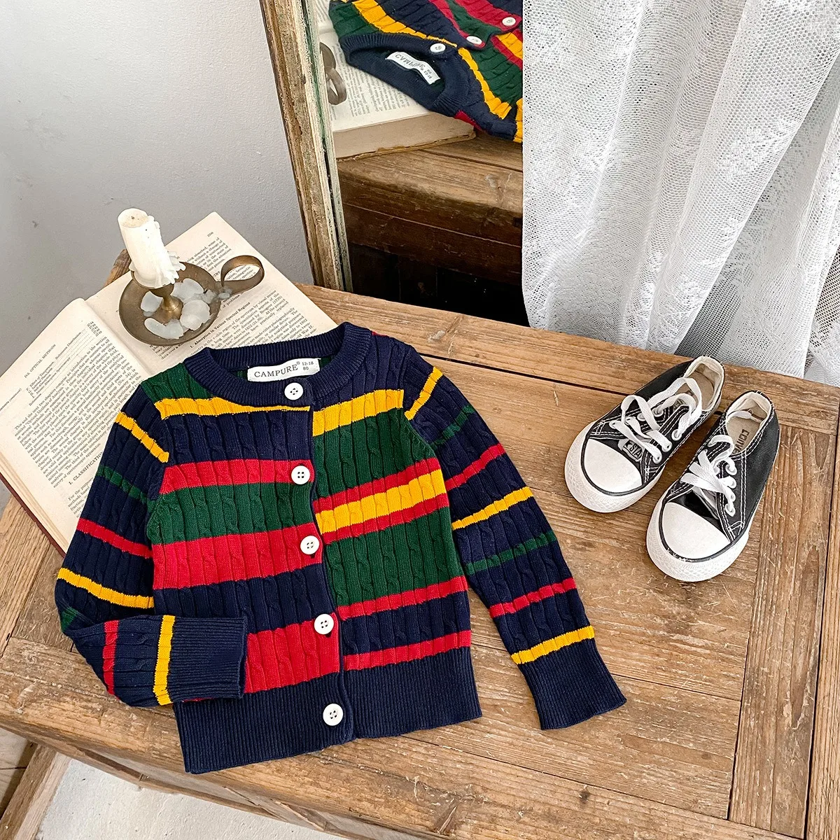 Ircomll Herbst Baby Mädchen Jungen Pullover Kleinkind Strickjacke Kinder Reine Baumwolle Stricken Tops Pullover Strickjacke Jacke 1-6Y – Detail 9