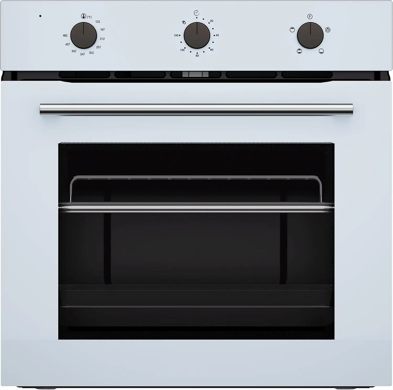TWISTER.CK 24" Built-In Electric Wall Oven White 2.5 Cu.Ft. Capacity 4 Cooking Modes 3000W Mechanical Knob Control Low-E Glass Door Cooling Fan Easy-Clean Interior