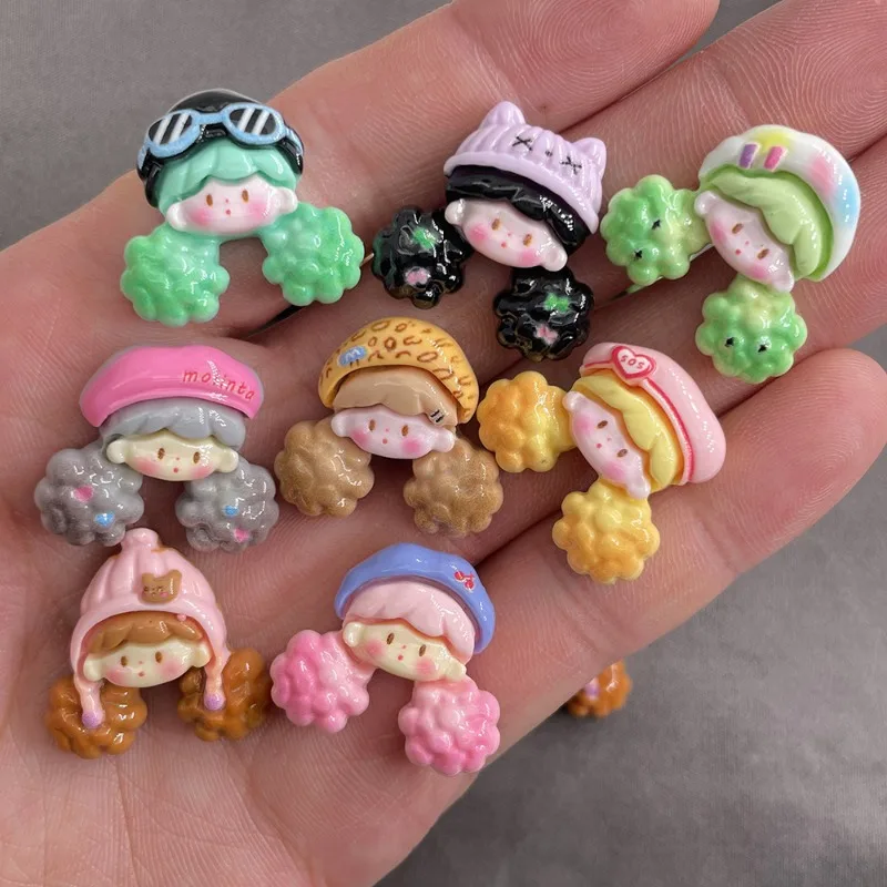 

5pcs Resin Cartoon Girl Flatback Embellishments for Crafting Scrapbooking Materials DIY Jewelry Craft Decoration Accessories