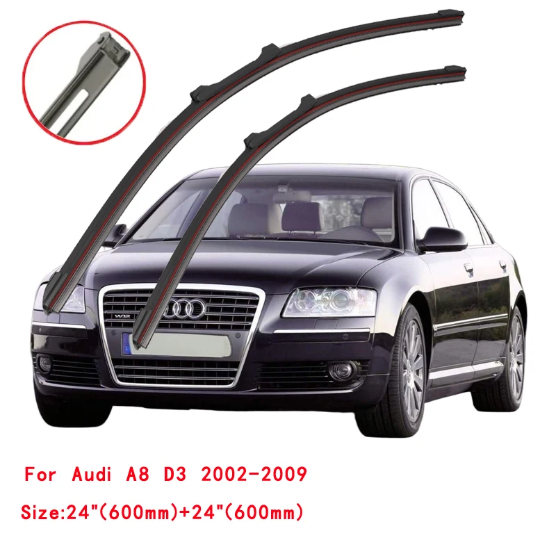 For Audi A8 S8 D3 4E2 4E8 Sedan 2002 2003 2004 2005 2006 2007 2008 2009 2010 Car Brushes Double Rubber Windshield Wiper Blades