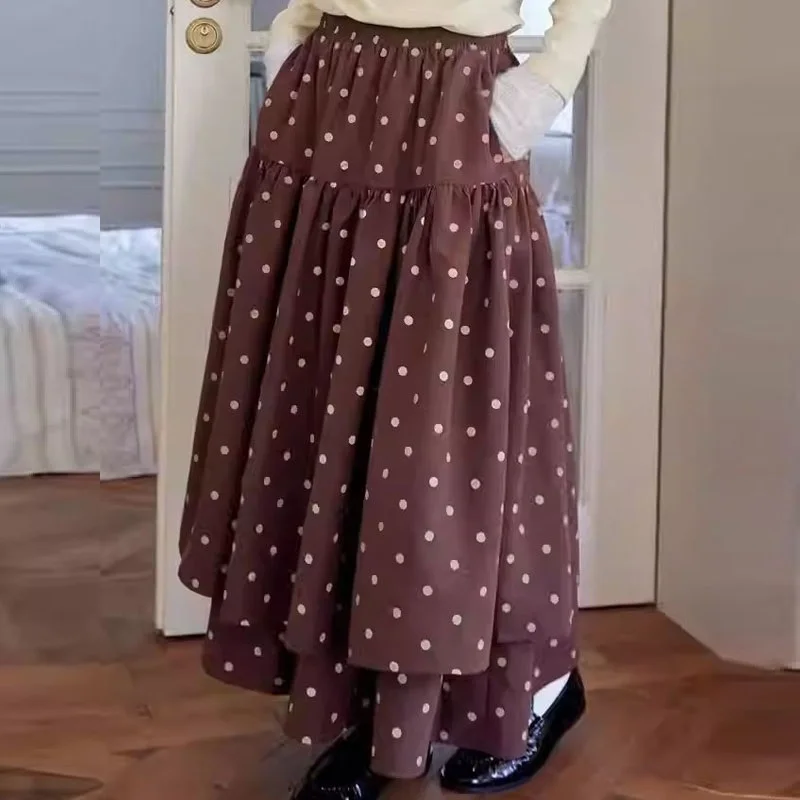 

Cake Skirt Women Fluffy Polka Dot High Waist French Skirt Elastic Waist Fashion Plus Size Skirt for Women Party Cute