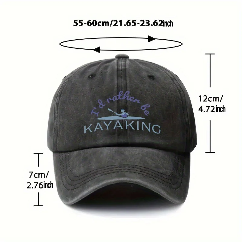 I'd Rather Be Kayaking Graphic Baseball Cap Washed Cotton Adjustable Unisex Outdoor Hat for Water Sports