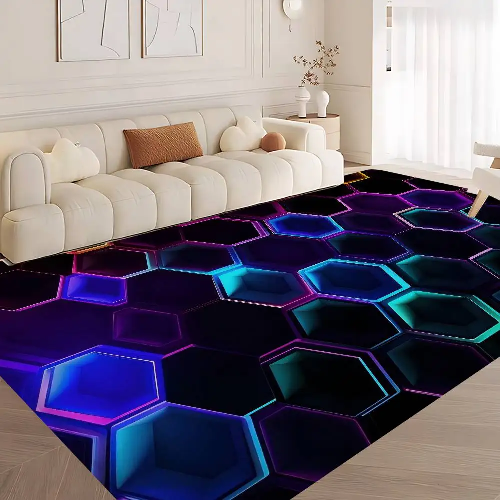 3D Abstract Mirror Geometric Illusion Bathroom Mat Kids Room Bedroom Decoration Balcony Anti-Slip Doormat Living Room Rug
