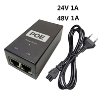 48V1A 24V1A 48v 24v POE Source POE Power Injector uk 48V 1A 48 Volt Power Supply Powerline Ethernet Adapter AU EU US Plug