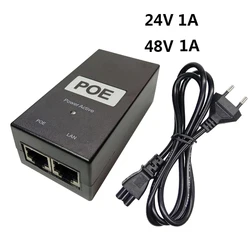 48V1A 24V1A 48v 24v POE Source POE Power Injector uk 48V 1A 48 Volt Power Supply Powerline Ethernet Adapter AU EU US Plug