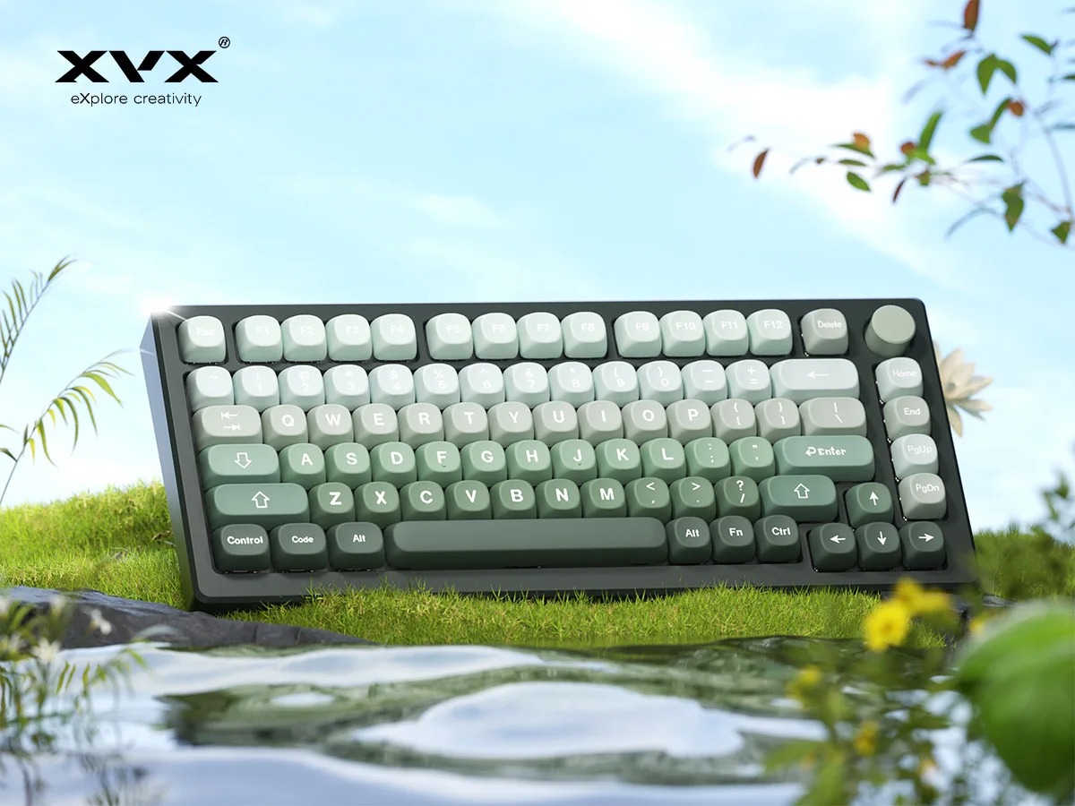 XVX 132 Keys Gradient Grey MOA PBT Keycaps Custom Keyboard Keycaps 75 Percent Dye Sublimation Keycaps for Cherry MX Switches