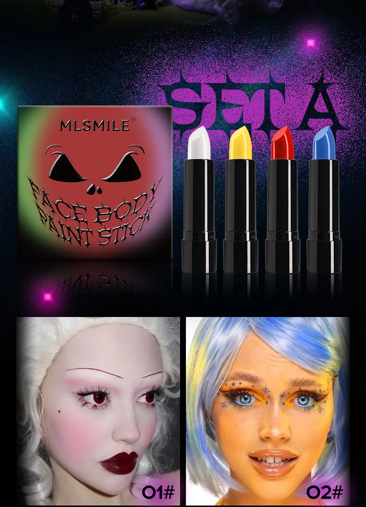 MLSMILE8 kleur Halloween lippenstift zwart en wit rood gemakkelijk te kleuren schminken pak vampier make-up