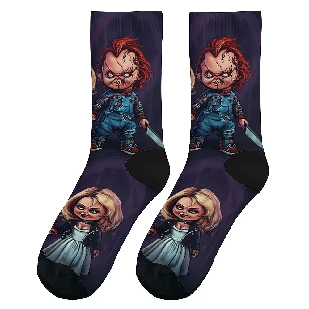

Men's fashion socks, fun crew socks Comfortable breathable socks, horror movie theme, retro casual sports outdoors, ideal gift.