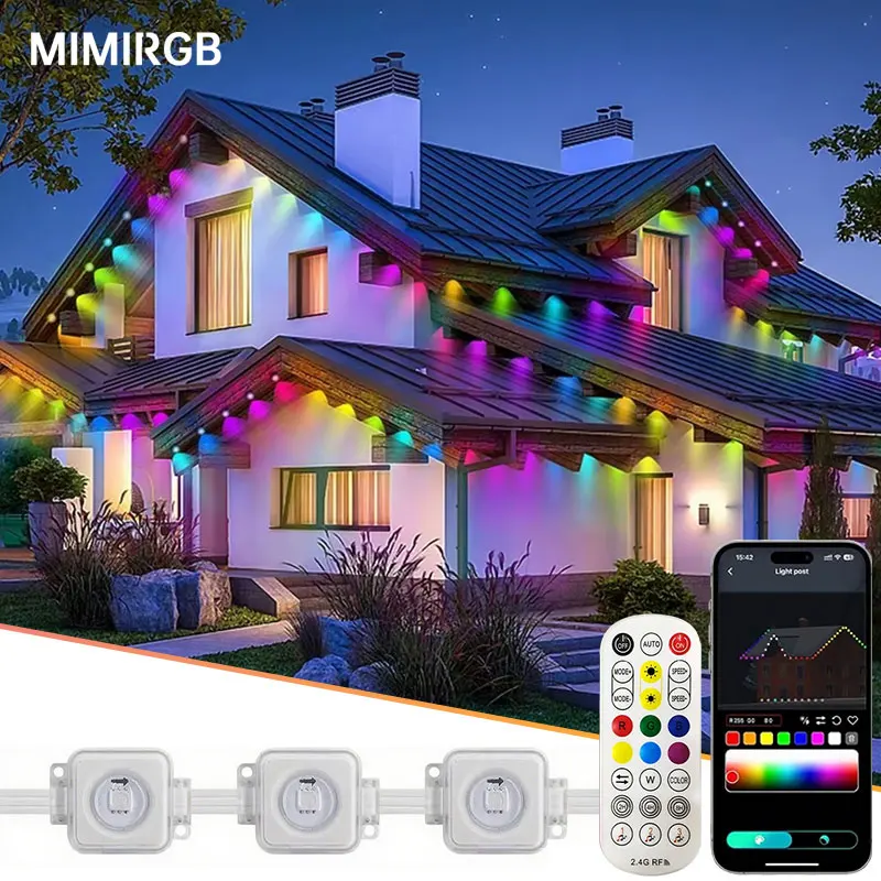 

Permanent Outdoor Eaves Light Intelligent RGB 180 LED Eaves Light IP67 Waterproof Suitable For Christmas Birthday DIY Lighting