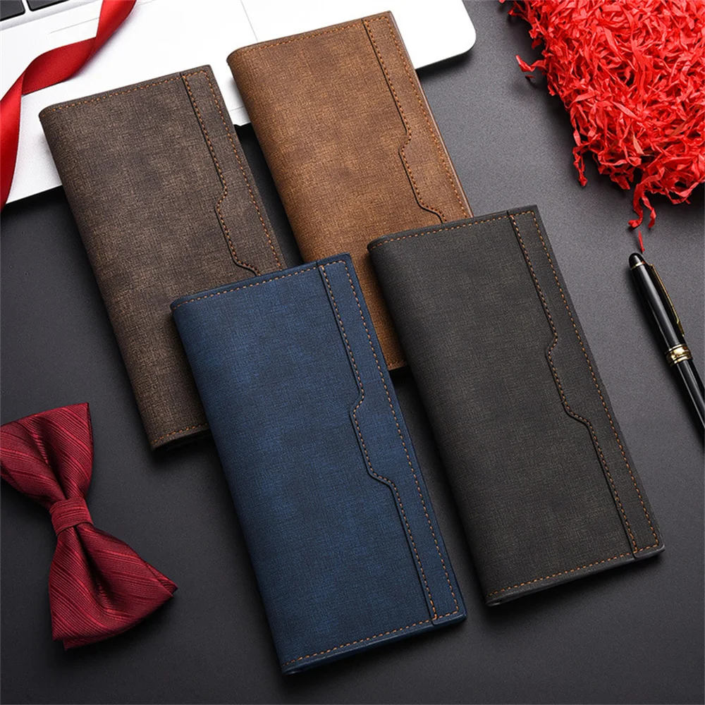 ISKYBOB Men's Long Wallets Fashion Large Capacity Multiple Card Slots ID Card Holder PU Leather Male Purse portafoglio uomo