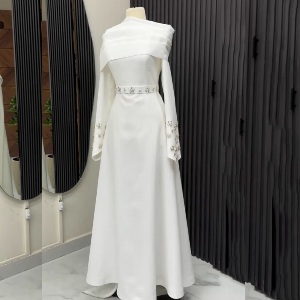 

Customized Rhinestone Classic Long Sleeves Women's Evening Dress A-line Long Dresses Bespoke Occasion Elegant Party Glitter