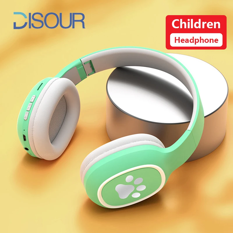 Wireless Headphone Children Kid Headset Bluetooth 5.0 Cute Earphone Support TF Card Foldable HiFi Music For All Smartphones